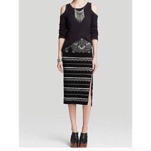 Free People Black White Irreplaceable Knit Skirt